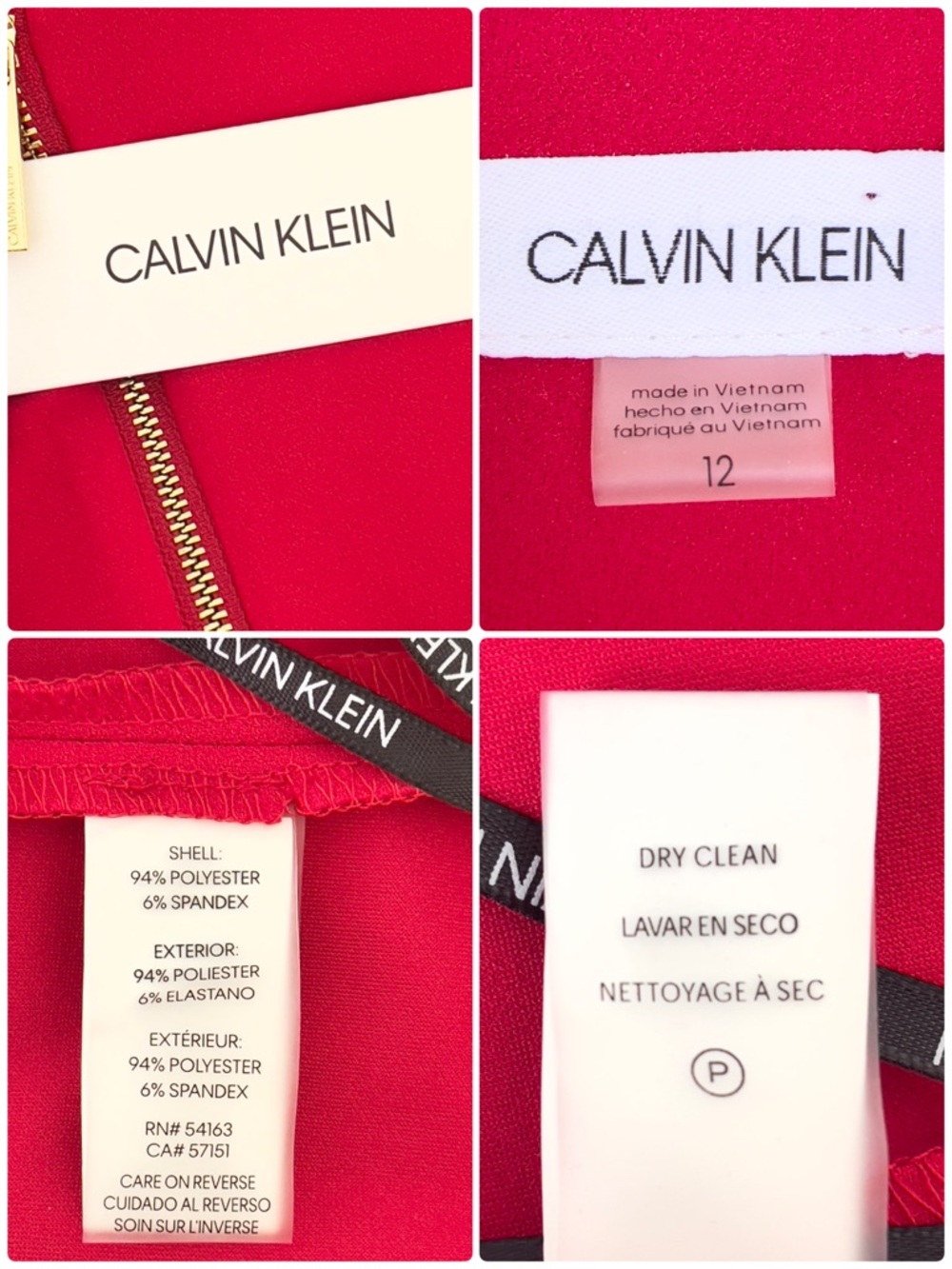 CALVIN KLEIN Jumpsuit Cropped Tulip Sleeve Belted Round Neck Pockets Back Zip - Picture 14 of 14